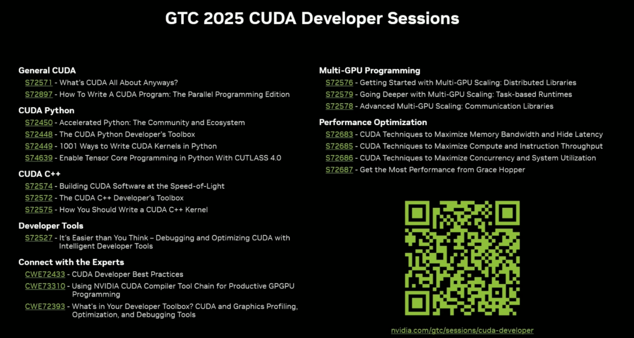 GTC 2025 CUDA Developer Sessions
