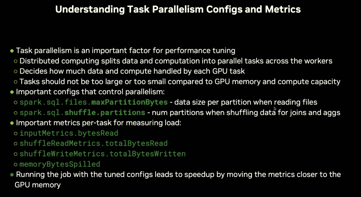 Critical GPU Spark configs: maxPartitionBytes and shuffle.Partitions tuning guide